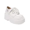 Sapatos Femininos de Salto Único Tamanho Grande Transfronteiriço 34-44, Estilo Europeu e Americano Bico Redondo Sapatos de Verniz de Salto Grosso, Sapatos de Couro de Cor Sólida Salto Alto Decotados