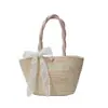 Bolsa de Palha Colorida Torcida de Mão para Mulheres, Bolsa Casual de Praia para Férias, Bolsa de Ombro Trançada Colorida de Mão para Lembrança