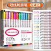 Canetas de Contorno Dupla Transfronteiriças, Canetas para Diário com Glitter de 24 Cores, Canetas de Contorno Dupla Linha, Canetas Marcadoras Fluorescentes, Conjunto de Canetas Curvas para Estudantes