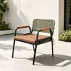 Silla de ratán para patio exterior, mesa y sillas de ocio, balcón al aire libre de jardín para el hogar, silla creativa con respaldo de cuerda para casa de huéspedes, mesa de café pequeña