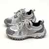 Tênis Chunky Feminino Estilo Streetwear Fresco Primavera/Outono 2026, Sola Grossa, Confortável, Cadarço, Sola Macia, Respirável, Tênis Esportivo para Estudante