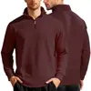 Moletom de inverno outono masculino xadrez pequeno com gola alta e zíper parcial, texturizado, solto, estilo casual de negócios americano, para compras transfronteiriças na Amazon