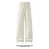 Novedad Otoño 2026 Pantalones Rectos Bordados Estilo Americano Blanco M-5XL HK26923-TeP20