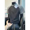 Camiseta de Manga Corta con Media Cremallera Estilo Americano para Hombre, Nuevo Estilo Verano 2026, Color Contrastante, Secado Rápido, Top Delgado para Deporte y Entrenamiento Físico