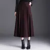 Moderna falda plisada de lana para mujer, nueva colección otoño/invierno 2026, de cintura alta, línea A, con silueta fluida, informal y con dobladillo ancho