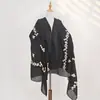 Bufanda de Gasa Bordada de Algodón y Lino para Viajes en Yunnan para Mujeres, Protección Solar de Verano, Chal con Patrón de Flor de Nieve, Toalla de Playa, Estilo Étnico, Versátil para Fotografía de Viajes