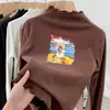 Camiseta Térmica Escovada de Manga Longa com Babados e Gola Meio Alta, Novo Estilo Outono/Inverno 2026 para Bebês Meninas
