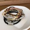Pulsera de Piedra Natural Hecha a Mano Original China Pulsera Obsidiana Tobillera Collar para Hombre y Mujer Pareja Cuentas Redondas Pulsera de Ágata