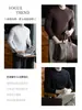 Capa base de punto elástico de alta gama con mezcla de Lyocell para hombre, de manga larga, para otoño e invierno, adecuada para ir al trabajo, negocios y uso casual, ofreciendo calidez y un estilo sencillo