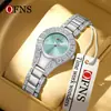 Reloj para Mujer Oufani Incrustado de Diamantes, Elegante, Retro, Personalizado, Reloj de Cuarzo con Patrón de Sol, Sencillo, Resistente al Agua, Reloj de Lujo Ligero