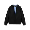 Ropa para Hombre Beijie 2026 Primavera Nuevo Suede Patchwork Falso Dos Piezas Sudadera Hombre Tendencia Pulóver Top Chaqueta Ins