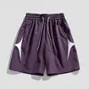 Shorts masculinos de seda gelada para o verão, estilo japonês, secagem rápida, respiráveis, corte solto, esportivos casuais, de basquete, comprimento médio