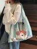 Bolso de hombro nuevo de dibujos animados, bolso tote de lona personalizado con graffiti, bolso tipo cubo casual, bolso de mano personalizado estilo bosque para el día a día