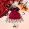 Vestido de Fiesta de Halloween para Niñas Transfronterizo Malla Morada y Amarilla Vestido de Pasteles de Manga Corta con Chal Vestido de Princesa