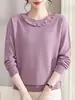 Suéter Nuevo de Punto Elegante de Otoño para Mamá, Top de Moda Holgado para Mujeres de Mediana Edad, Ropa de Abrigo Base