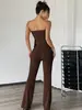 Roupa feminina sob medida para comércio exterior 2026, conjunto de moda de rua sexy, nova coleção primavera/verão, inclui um top tomara-que-caia e calças compridas