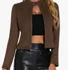 2026 Nueva Chaqueta de Gamuza Sintética para Mujer Más Vendida con Cuello Alto, Cremallera, Mangas Largas y Elegante Estilo Motociclista
