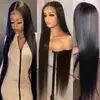 Peluca de Moda Recta Europea y Americana Transfronteriza, Cabello Recto Mediano-Largo, Peluca con Encaje Frontal, Cobertura Completa de la Cabeza