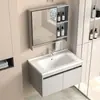 Gabinete de baño engrosado que ahorra espacio con lavabo de cerámica integrado y gabinete de espejo inteligente