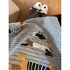 Pijama Listrado com Estampa de Cachorro Desenho Animado Fofo para Mulheres, Novo Estilo Primavera 2026, Conjunto Casual Confortável e Amigo da Pele para Relaxar