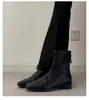 Botas elásticas ajustadas retro de punta cuadrada para mujer, nuevo estilo otoño 2026, súper modernas, con cremallera trasera, a la moda y versátiles, adecuadas para el trabajo y el uso diario