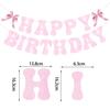 Banner de Decoração de Festa Temática de Aniversário de Menina com Laço Rosa Transfronteiriço, Topper de Bolo com Laço, Pingente Espiral com Laço
