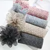 Tecido de gaze estilo coreano com estampa de coração e leopardo para scrunchies e elásticos de cabelo feitos à mão para DIY