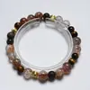 [Seda Marrón Brillante] Pulsera de Cristal Natural Súper Siete Negro Dorado para Mujer Más Fácil de Combinar Regalo Pulsera de Cristal Blanco Venta al por Mayor