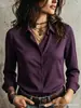 Camisa Feminina de Manga Longa Europeia e Americana Primavera e Outono Minimalista Roupas Femininas Gola Versátil Camisa Solta Peça para Usar por Cima Cardigan Amazon