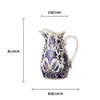 Conjunto Cerâmico Azul e Branco de Jingdezhen Estilo Europeu com Padrão de Galhos Entrelaçados com Tampa Pote de Armazenamento, Bule de Água, Vaso, Prato, Travessa, Decoração de Sala de Estar