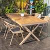 Combinación de Mesa y Sillas para Exteriores Patio Jardín Villa Patio Exterior Mesa y Sillas de Acero Aleado Plástico Madera para Múltiples Personas Pueden Estar Expuestas a la Lluvia