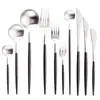 Mink plateado portugués mismo acero inoxidable 304 juego de cuchillo tenedor cuchara estilo nórdico occidental cuchillo tenedor cuchara para bistec negro dorado