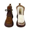 Botines estilo Martin de gamuza con suela gruesa para mujer, colección otoño/invierno 2026, con punta ancha, suela de plataforma y forro de felpa, estilo Chelsea, y botines cortos estilo Birkenstock