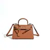 Mini Bolsa Kelly em Amarelo Frango Couro Genuíno para Mulheres, Bolsa Versátil com um Novo Toque de Luxo, Bolsa de Mão, Ombro e Transversal, Atacado do Fabricante