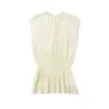 Chaleco sin mangas con volantes, cuello alto y plisado para mujer, estilo nicho, ajustado a la cintura, versátil, elegante, top estilo falda