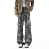 Nuevos Jeans Rectos Tie-Dye Estilo Tinta China para Hombre, Diseño de Estilo Americano Moderno, Pantalones Largos Acampanados Estilo Callejero Genial