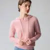 Suéter com capuz 100% caxemira pura, novo estilo outono/inverno feminino, corte solto, versátil, quente, pulôver, caxemira vermelha e verde