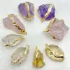 Colar com Pingente de Pedra Natural Gilt Crystal Borda Amorfa para Acessórios DIY Estilo Simples Europeu e Americano