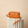 Bolso Pequeño Cuadrado de Piel de Vaca Curtida Vegetal con Pasta de Árbol Completo para Mujer Nuevo Transfronterizo Hombro Cruzado Estilo Retro Textura de Cuero Genuino Bolso de Mujer Bolso Cruzado