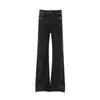 Kb17 Calle Principal Estilo Americano Unisex Moda Urbana de Gama Alta Diseño Desestructurado de Denim Crudo Jeans de Corte Ajustado Acampanados para Hombre