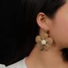 Aretes de Rafia Tejidos a Mano Estilo Bohemio de Verano Estilo Resort de Playa Aretes de Flores Joyería para Mujeres