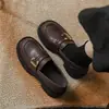 2026 Novos Sapatos Rasos de Couro Redondos Estilo Britânico para Mulheres, Coleção Primavera e Outono Retrô, Slip-on, Solado Macio, Solado Grosso, Mocassins