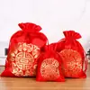 Bolsa de Dulces para Boda, Bolsa de Empaque de Dulces de Brocado Rojo de Alta Gama con Carácter de Doble Felicidad, Bolsa de Regalo para Recuerdos de Boda, Artículos de Boda de Regalo de Agradecimiento