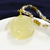Collar con colgante de zorro de cristal amarillo natural flor de durazno colgante de zorro pequeño joyería de cristal para regalo de novia al por mayor