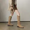 Talla grande 40-42, alargadoras de pierna, corte en V recto, botas de jinete, colección otoño/invierno 2026, tacón bajo grueso, punta redonda, gamuza, botas largas de tubo alto para mujer