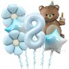 Set de globos de película de aluminio de 40 pulgadas color caramelo, blanco leche, azul talco para bebé, digital, mate, oso mágico, pastel, flor de margarita