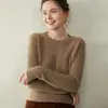 Suéter Feminino Bai Cai Rong de Caxemira Leve de Luxo para Outono Inverno, Malha Canelada de Doze Fios, Gola Redonda, Solto, Modelador, Camada Base