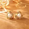 Pendientes Triangulares de Perla con Diseño Personalizado, de Alta Gama, Modernos y Exquisitos Pendientes de Diseño de Nicho, Joyería Chapada en Cobre y Oro Real