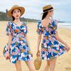 Traje de Baño Gordo mm Talla Grande Delgado Moda Falda Floral Traje de Baño de Una Pieza Conservador Estilo Madre Traje de Baño al Por Mayor
