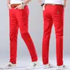 Pantalones Casuales para Hombre Corte Slim Recto Elásticos Coloridos Primavera y Otoño Nueva Marca Coreana Tendencia 2025 Pantalones Largos